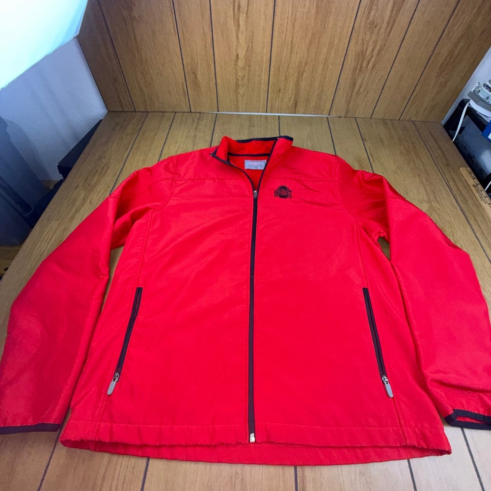 Ohio State Buckeyes Varsity Authentic Red Softshell Jacket Mens XL Full Zip Logo
